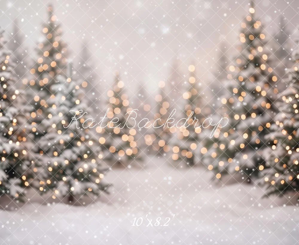 Kate Christmas Snowy Trees Bokeh Backdrop Designed by Emetselch - Image 6