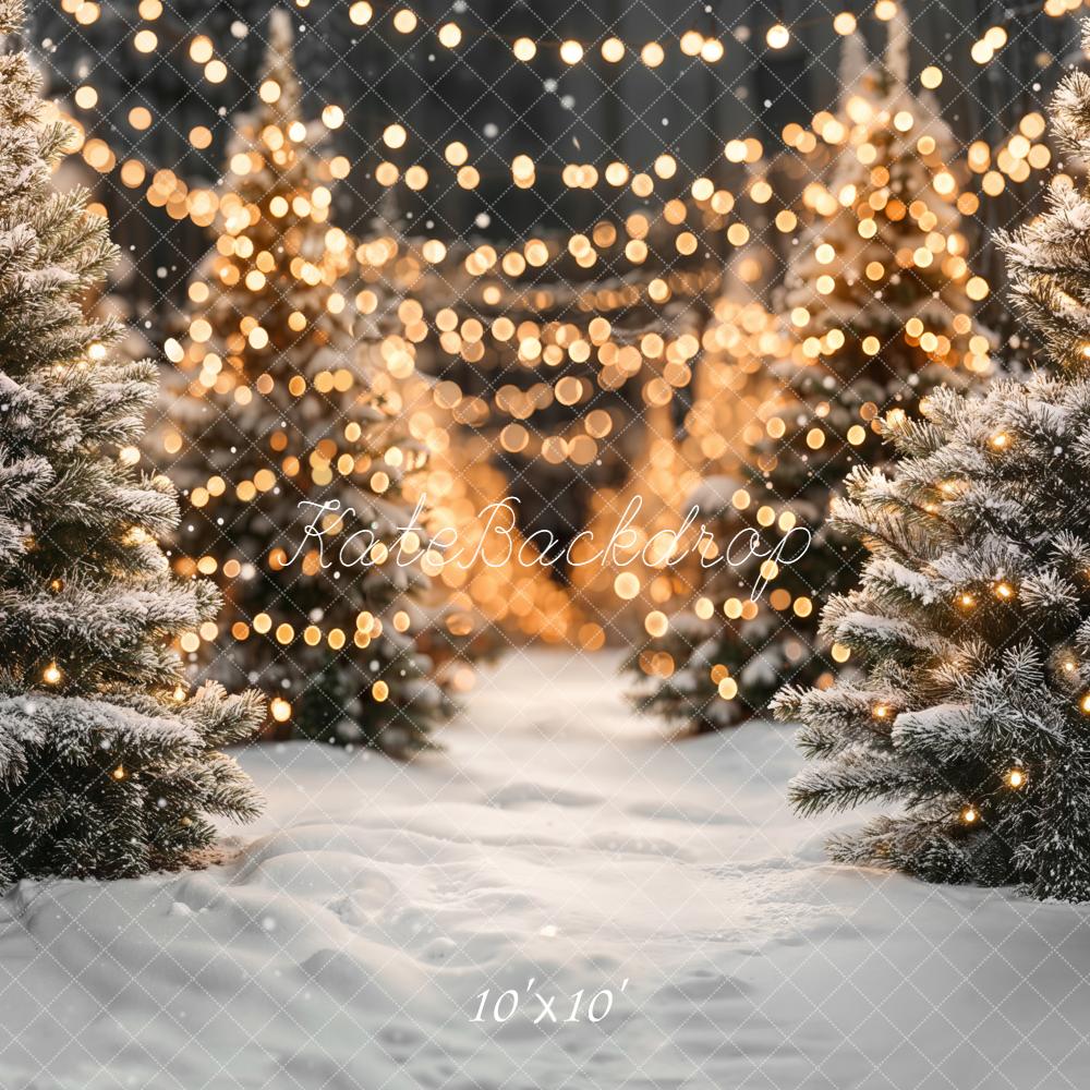 Kate Christmas Snowy Trees Bokeh Lights Backdrop Designed by Emetselch - Image 8