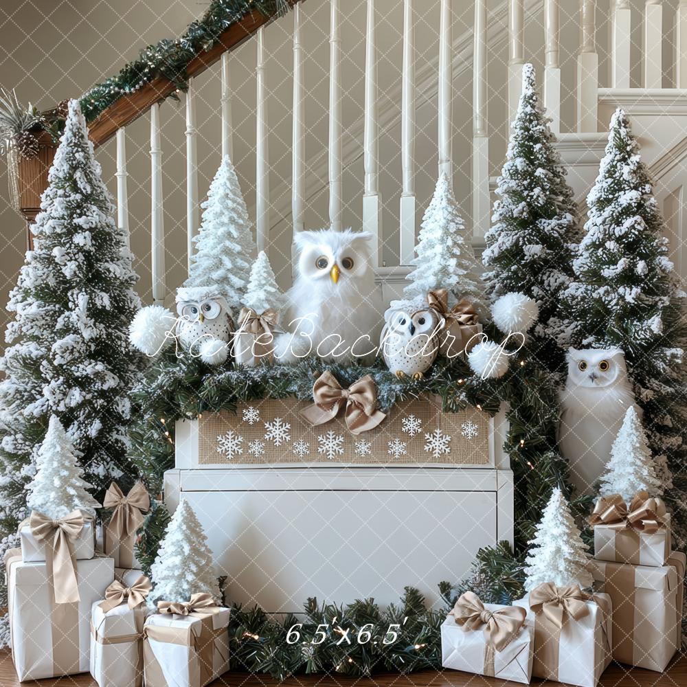 Kate Christmas Snowy Trees Owls Backdrop Designed by Mini MakeBelieve - Image 2