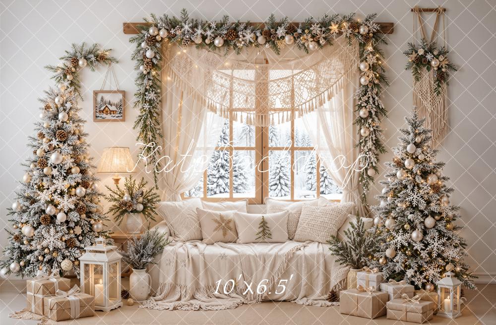 Kate Christmas Snowy Trees Sofa Garland Fleece Backdrop Designed by Emetselch - Image 2