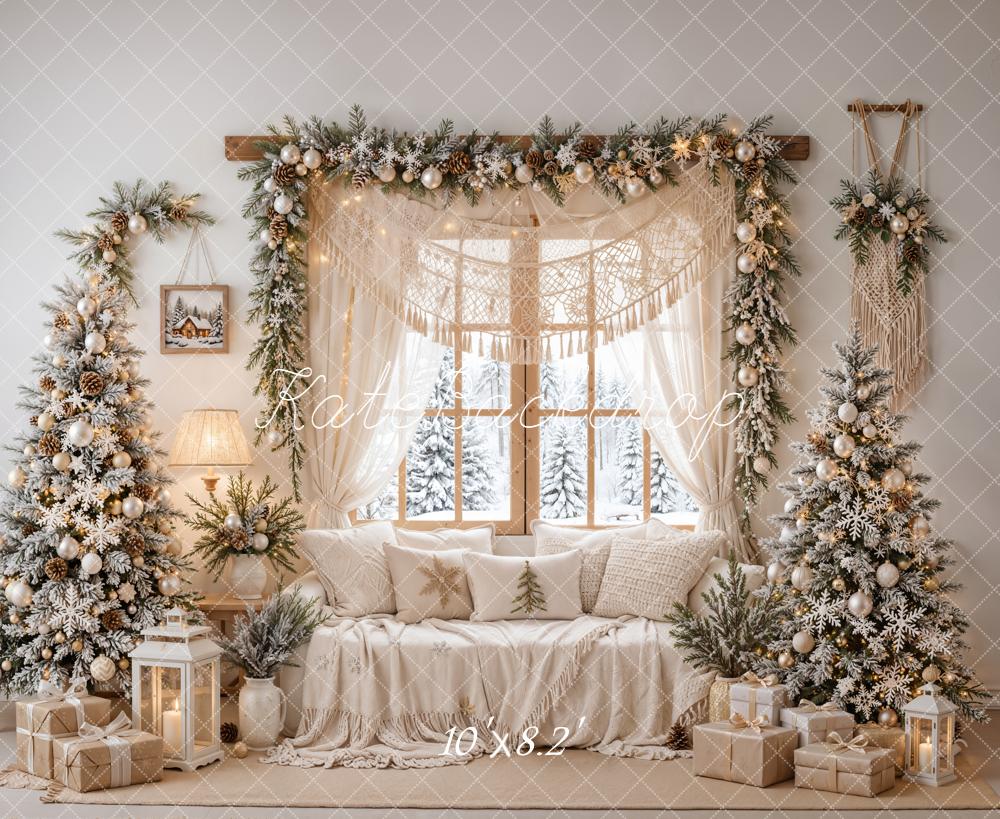 Kate Christmas Snowy Trees Sofa Garland Fleece Backdrop Designed by Emetselch - Image 3