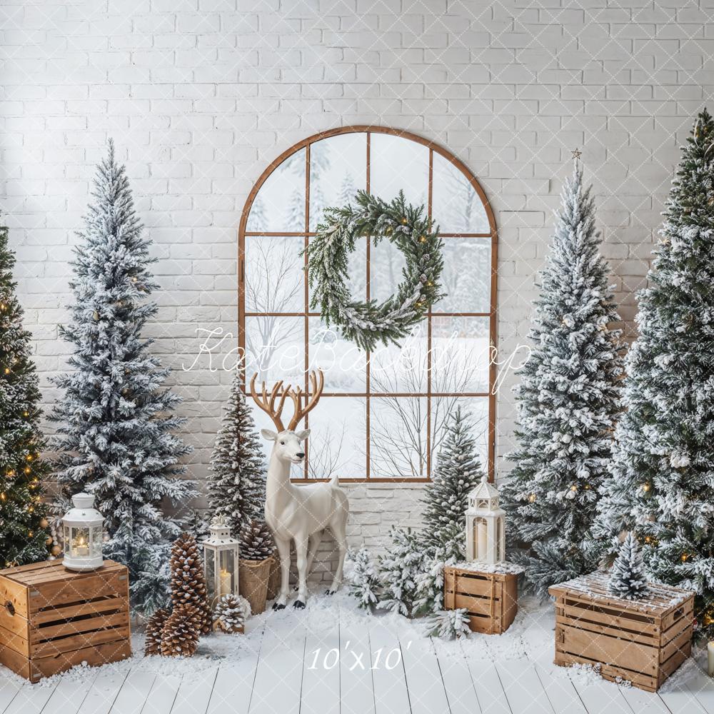 Kate Christmas Trees Window Reindeer Backdrop Designed by Emetselch - Image 7