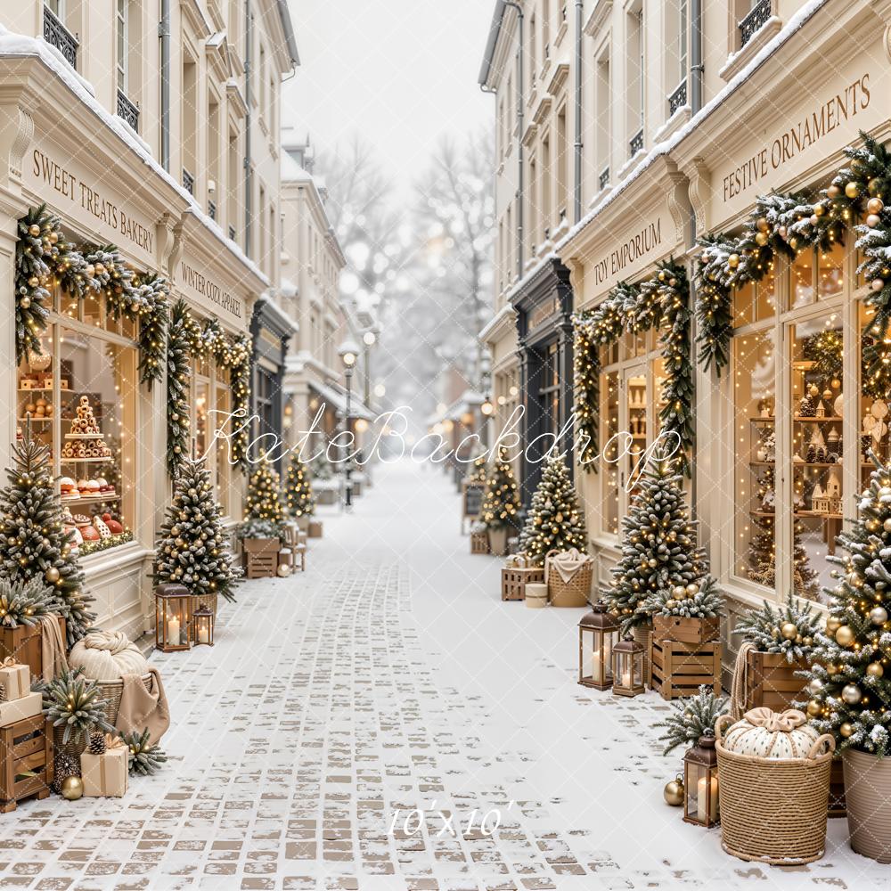 Kate Christmas Snowy Village Street Decorations Backdrop Designed by Emetselch - Image 7