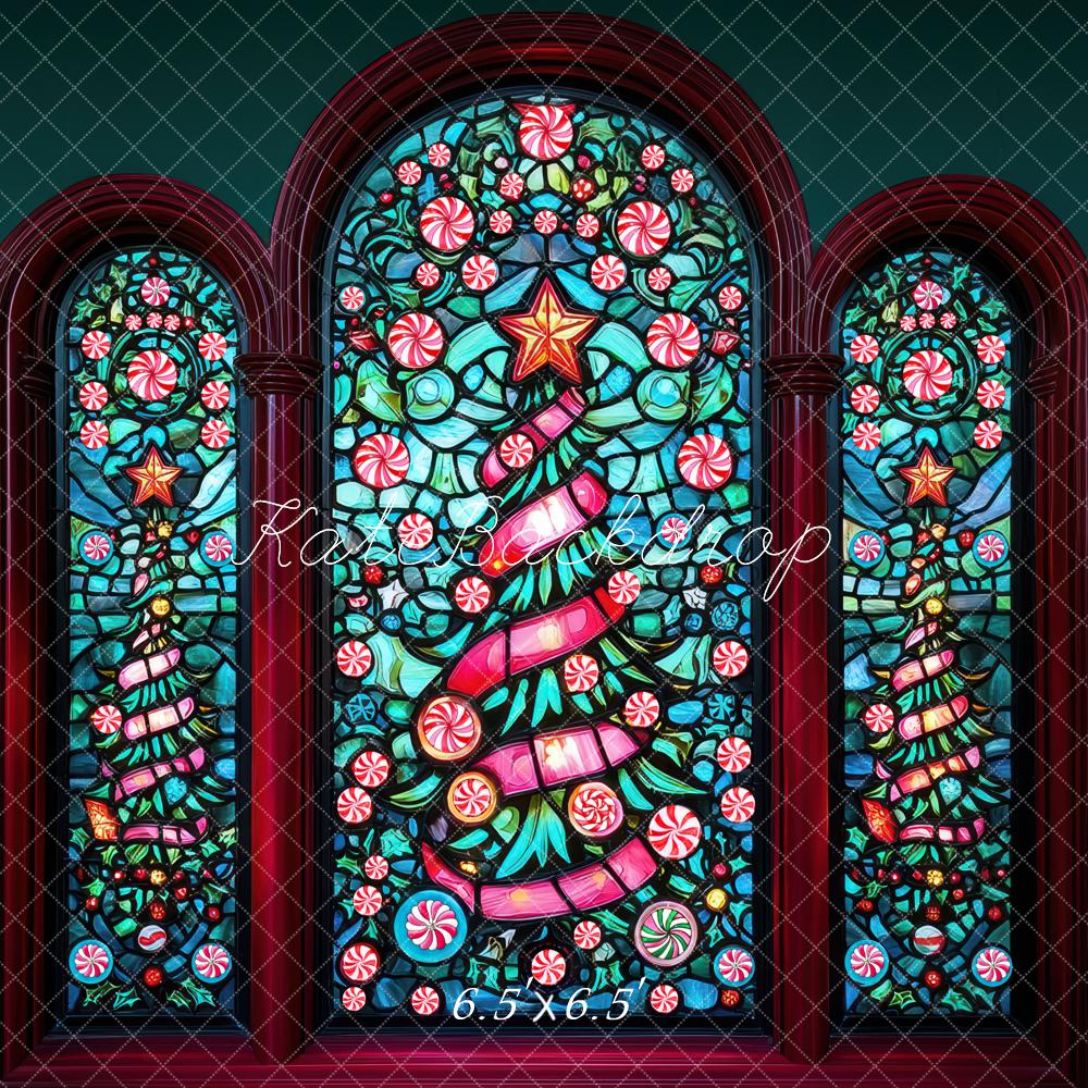 Kate Christmas Stained Glass Trees Backdrop Designed by Mini MakeBelieve - Image 2