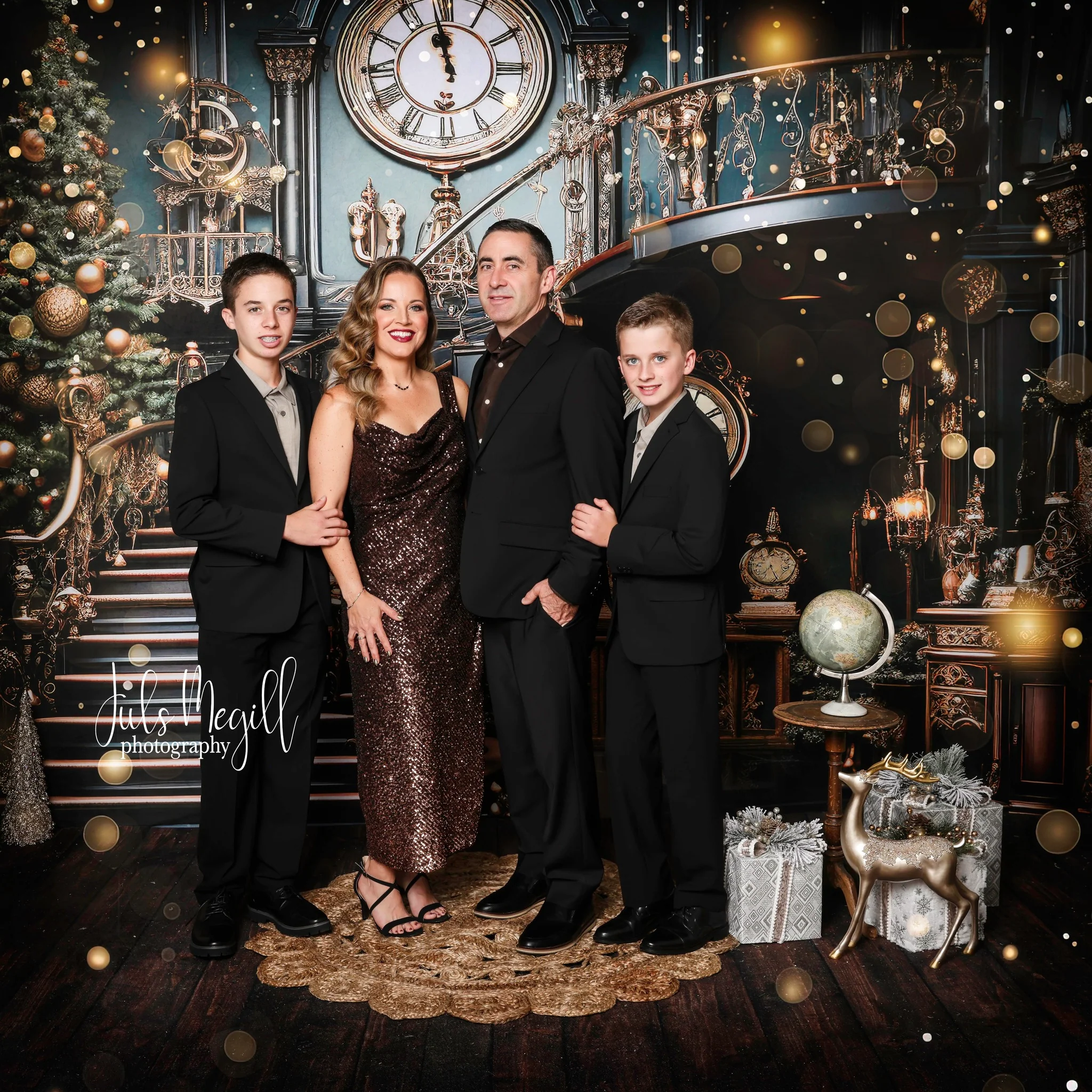 Kate Christmas Stair Clock Backdrop Designed by Chain Photography