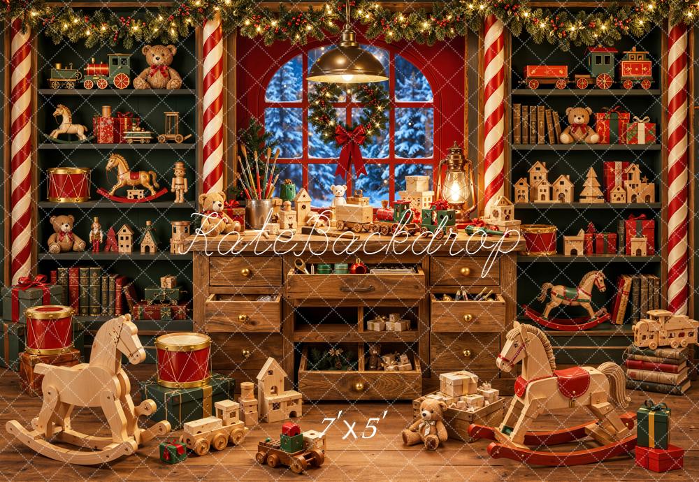 Kate Christmas Toys Workshop Wooden Backdrop Designed by Emetselch