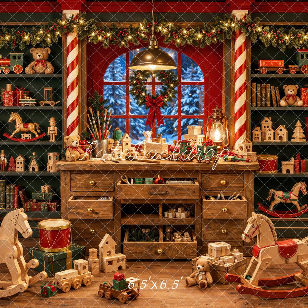 Kate Christmas Toys Workshop Wooden Backdrop Designed by Emetselch - Image 2