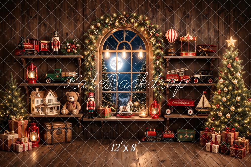 Kate Christmas Toys Window Tree Decor Fleece Backdrop Designed by Emetselch - Image 4
