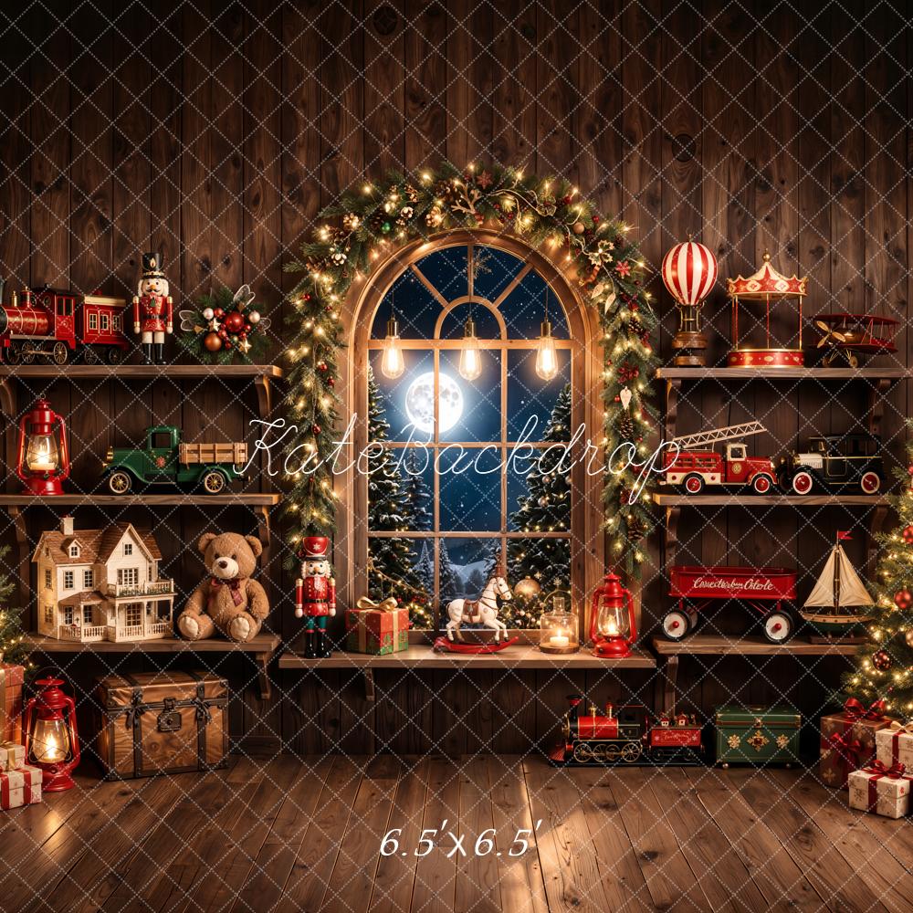 Kate Christmas Toys Window Wooden Wall Backdrop Designed by Emetselch - Image 2
