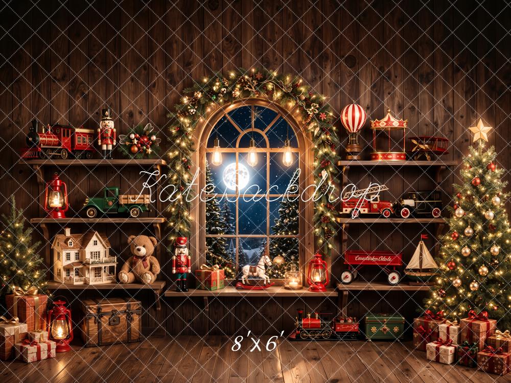 Kate Christmas Toys Window Wooden Wall Backdrop Designed by Emetselch - Image 3