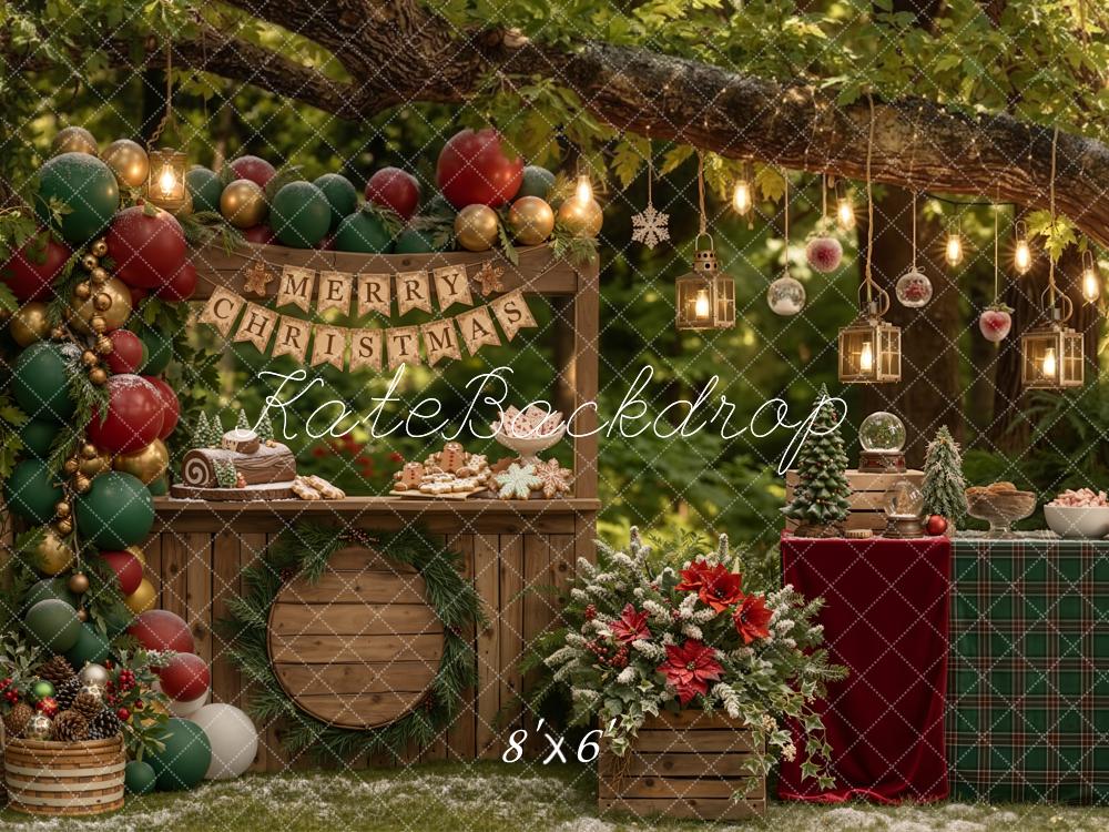Kate Christmas Treat Stand Greenery Balloons Backdrop Designed by Emetselch - Image 3