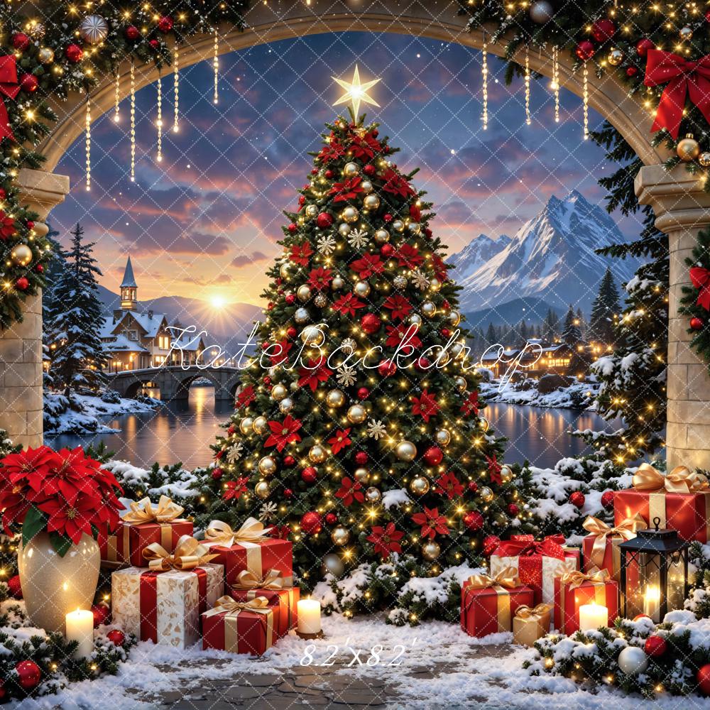 Kate Christmas Tree Archway Snowy Village Backdrop Designed by Mini MakeBelieve - Image 5
