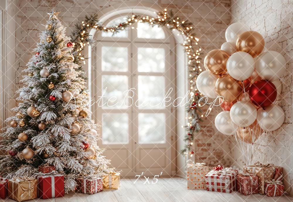 Kate Christmas Tree Balloons Arch Window Backdrop Designed by Emetselch