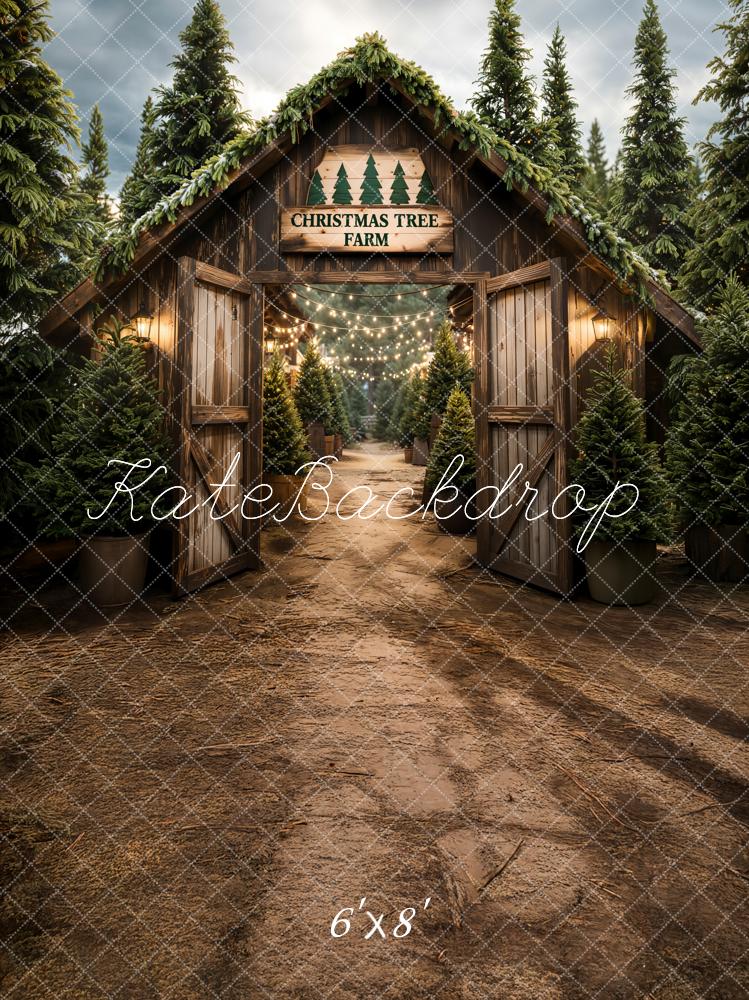 Kate Christmas Tree Farm Forest Barn Fleece Backdrop Designed by Emetselch