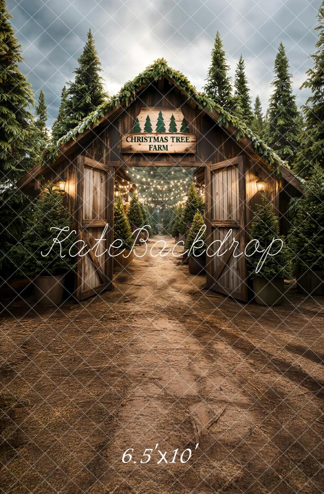 Kate Christmas Tree Farm Wooden Arch Trees Backdrop Designed by Emetselch - Image 4