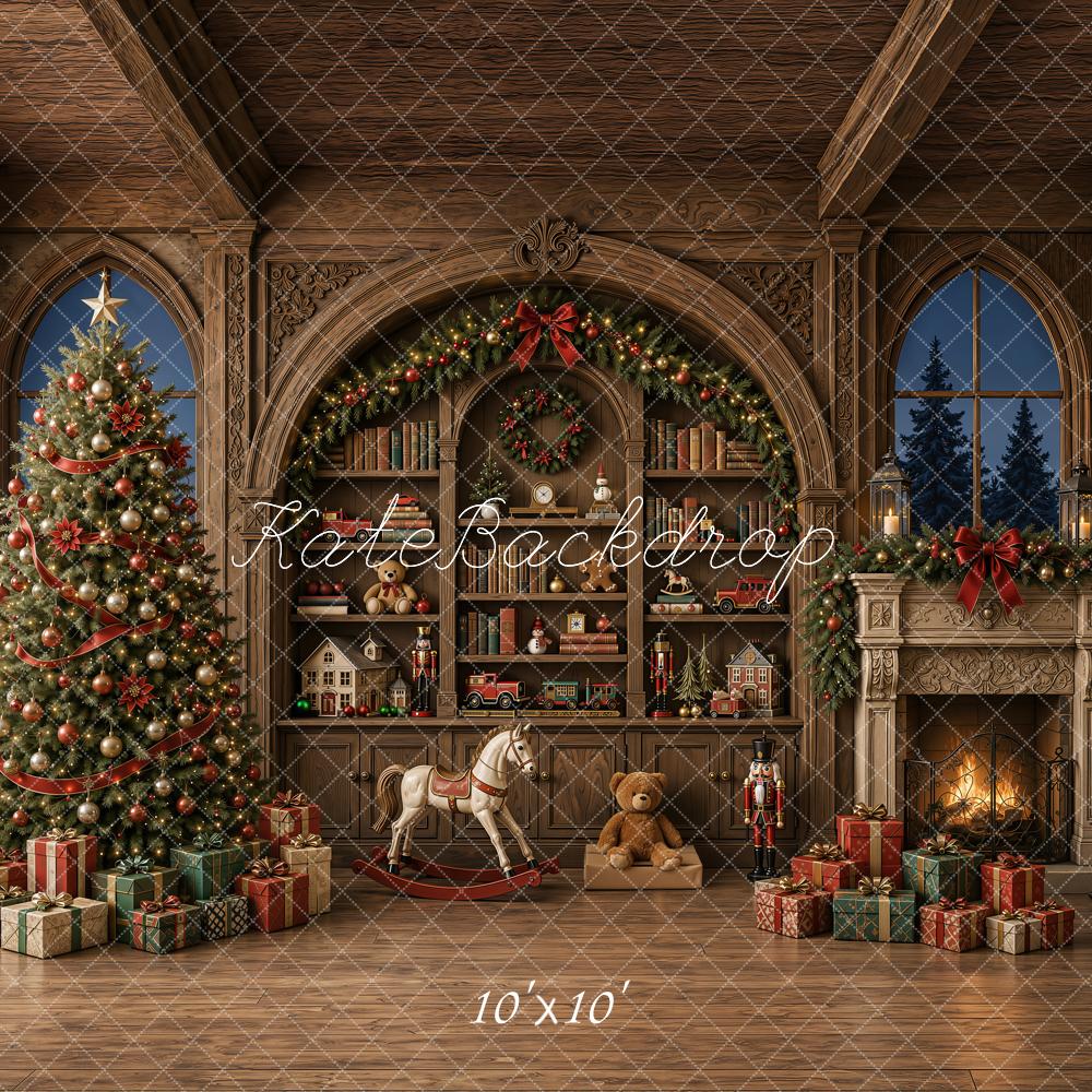 Kate Christmas Tree Fireplace Bookcase Gifts Backdrop Designed by Emetselch - Image 7