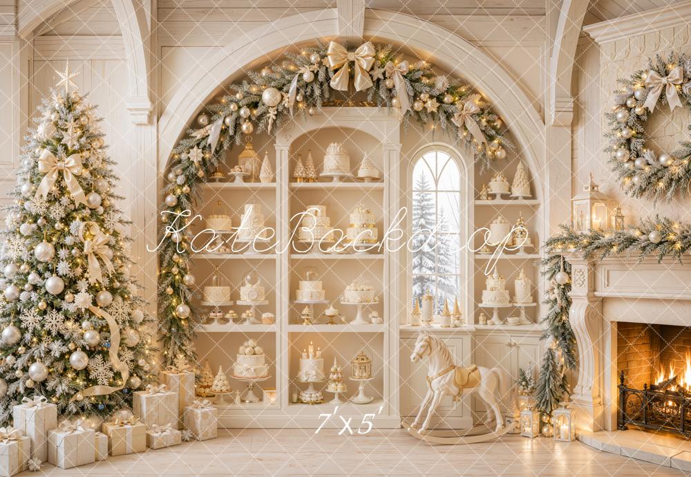 Kate Christmas Tree Fireplace Rocking Horse Fine Art Backdrop Designed by Emetselch
