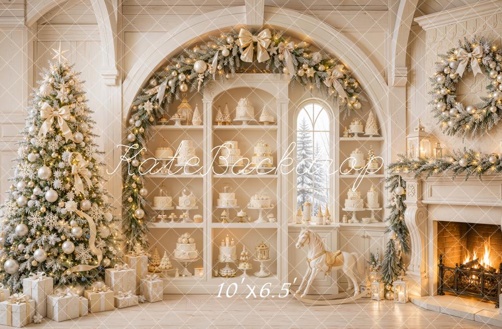 Kate Christmas Tree Fireplace Rocking Horse Fine Art Backdrop Designed by Emetselch - Image 4
