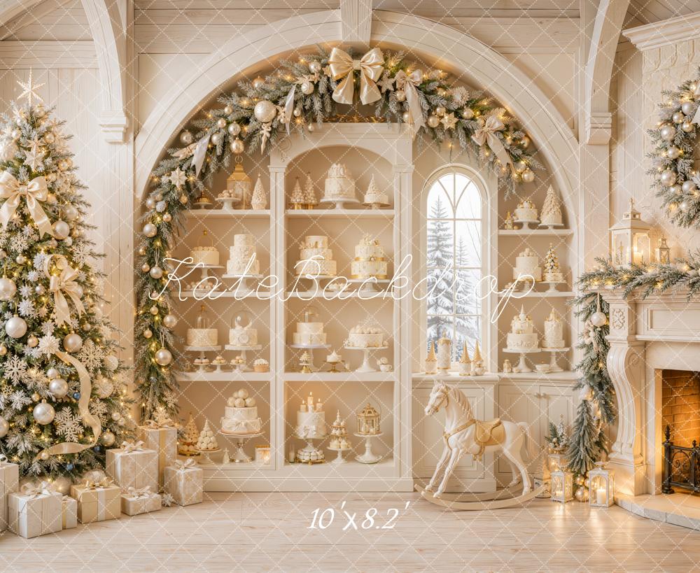 Kate Christmas Tree Fireplace Rocking Horse Fine Art Backdrop Designed by Emetselch - Image 6