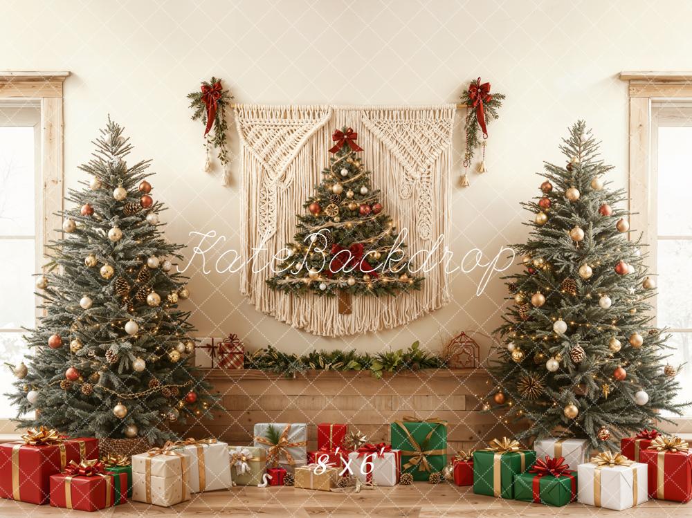 Kate Christmas Tree Gift Boxes Macrame Fleece Backdrop Designed by Emetselch