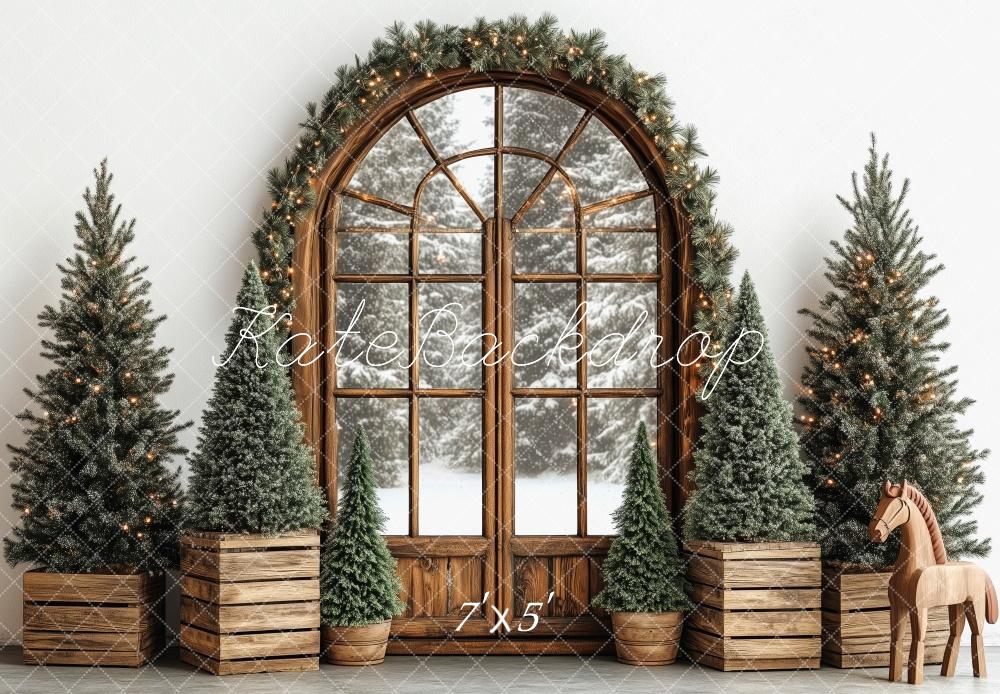 Kate Christmas Tree Rustic Arched Window Backdrop Designed by Patty Robert