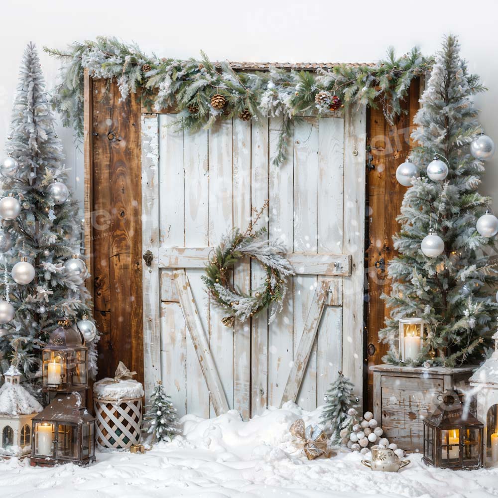 Kate Christmas Tree White Barn Door Backdrop Designed by Emetselch - Image 6