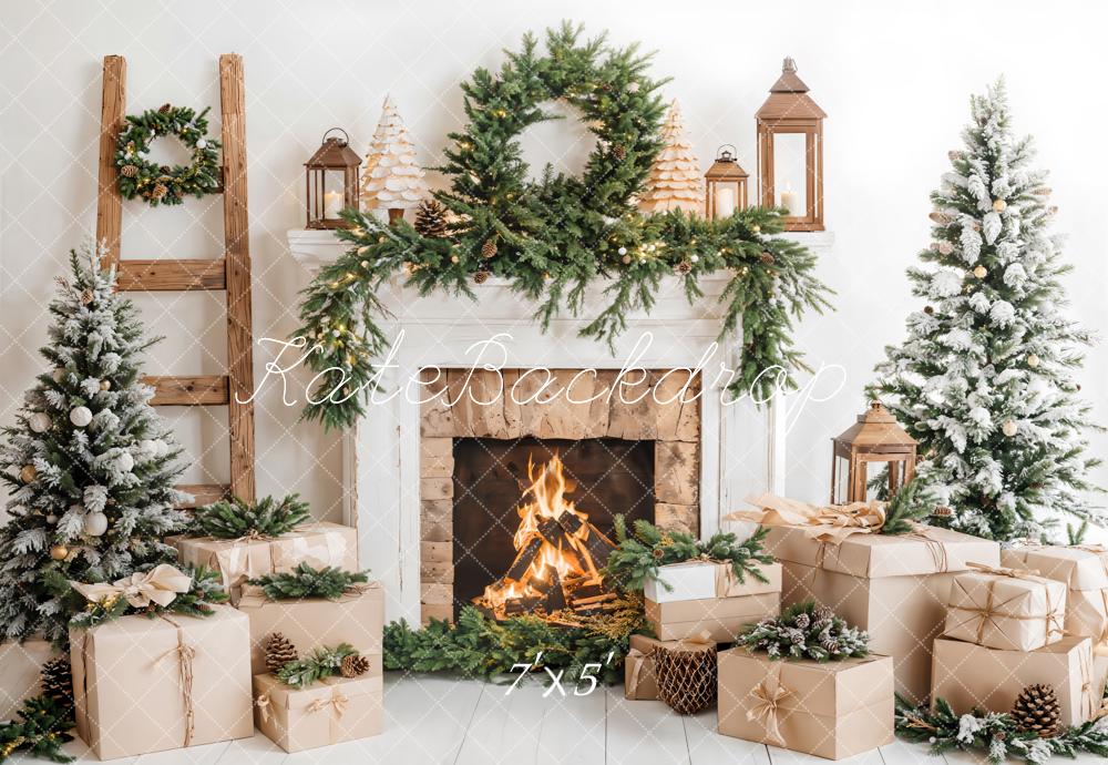 Kate Christmas Tree White Fireplace Gift Box Backdrop Designed by Emetselch - Image 5