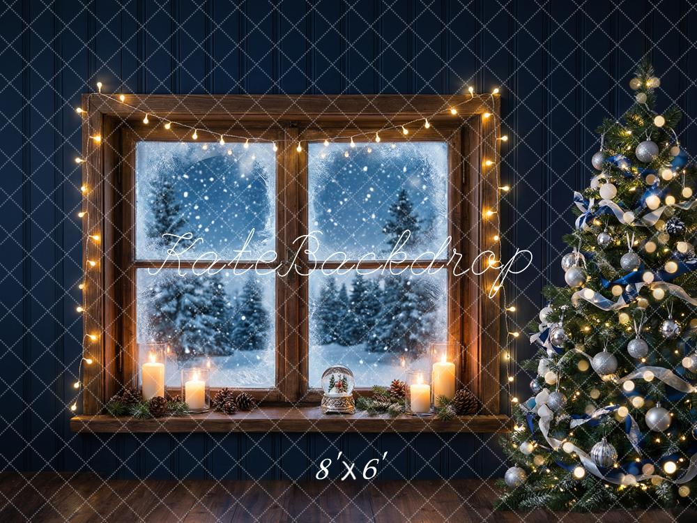 Kate Christmas Tree Window Candles Snowy Night Backdrop Designed by Happy Squirrel Design - Image 3