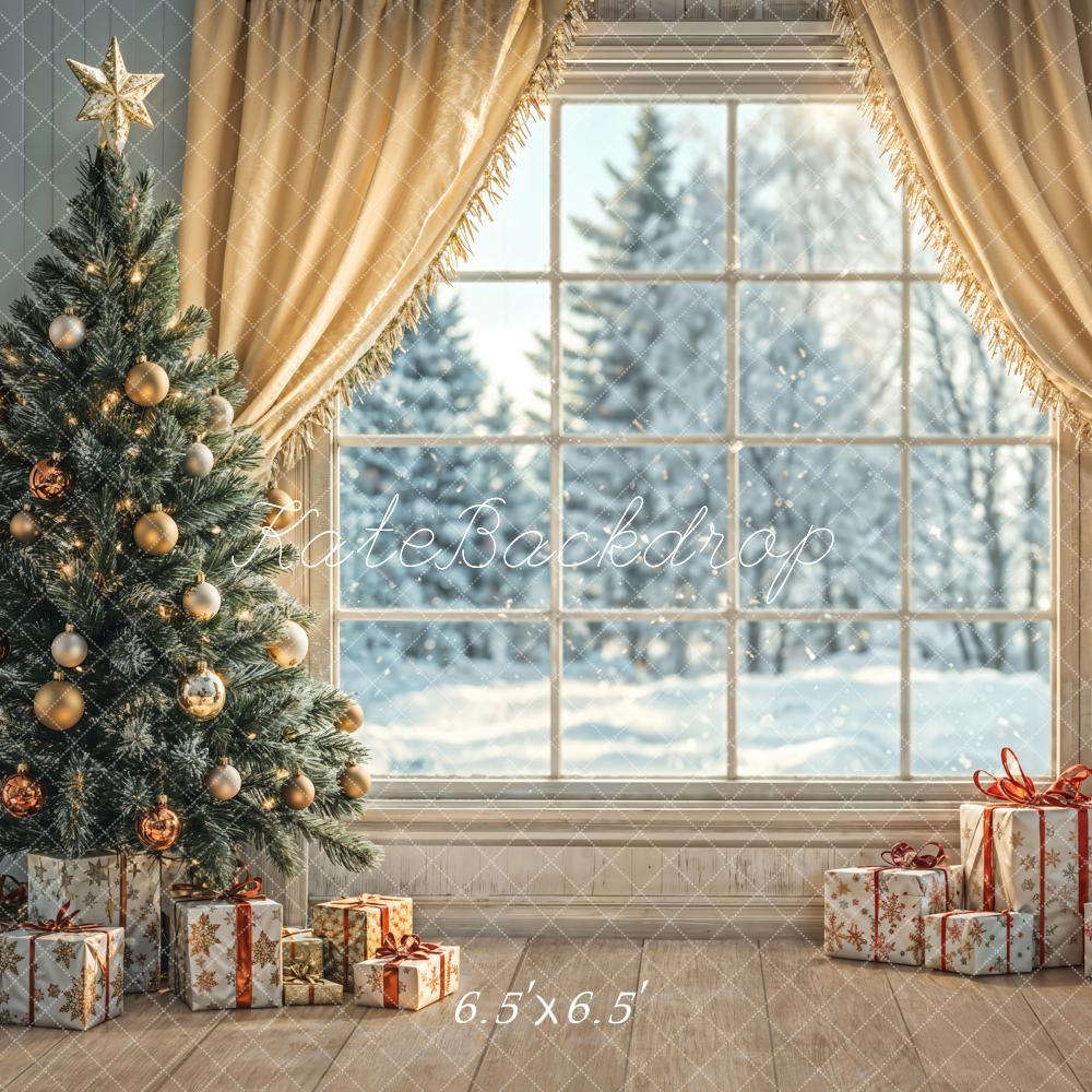 Kate Christmas Tree Window Curtains Gifts Backdrop Designed by Emetselch - Image 2