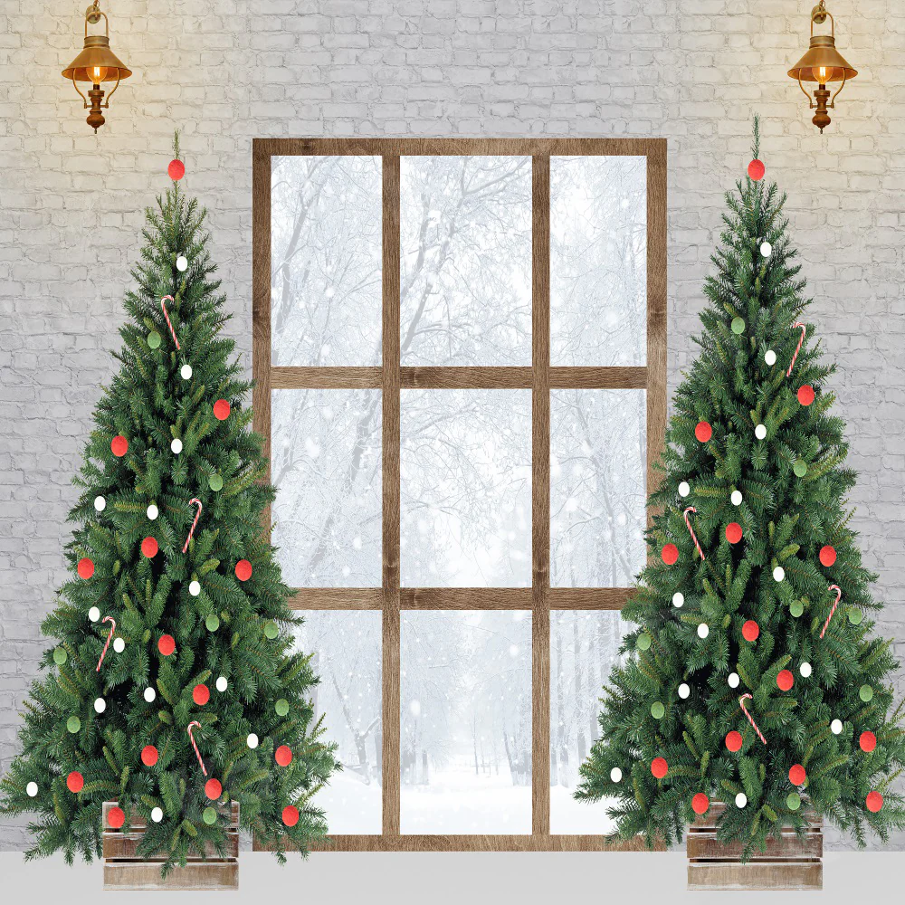 Kate Christmas Tree Window Winter Backdrop for Photography - Image 2