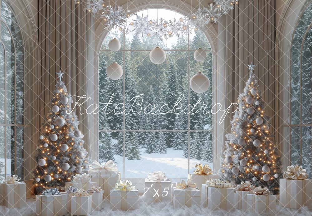 Kate Christmas Tree Window Winter Snow Backdrop Designed by Mini MakeBelieve