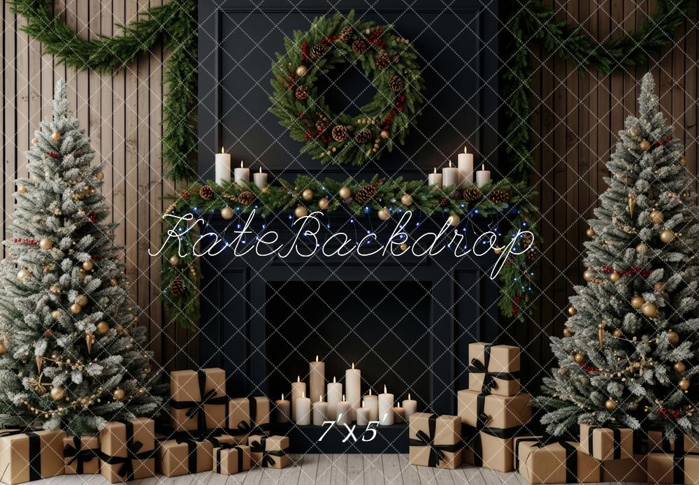 Kate Christmas Trees Fireplace Gifts Garland Backdrop Designed by Patty Robert