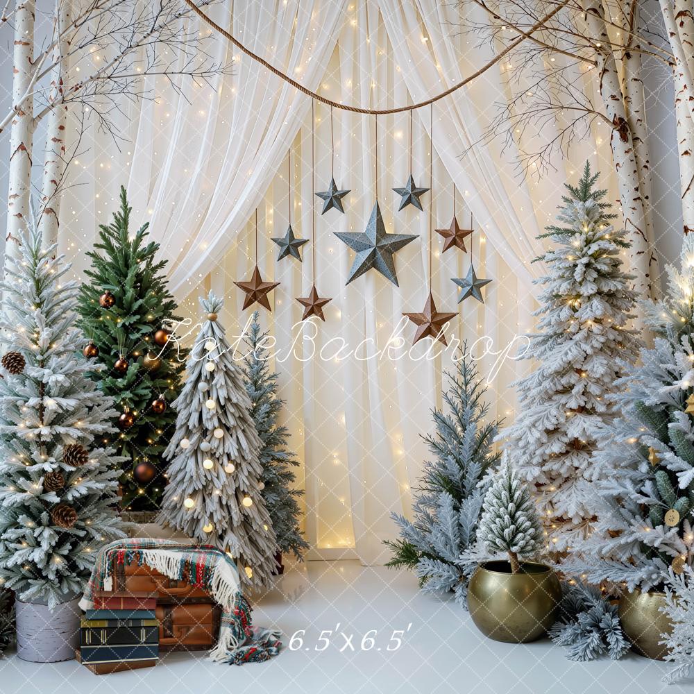 Kate Christmas Trees Stars Birch Backdrop Designed by Mini MakeBelieve - Image 2