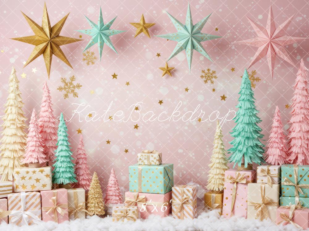 Kate Christmas Trees Stars Presents Fleece Backdrop Designed by Patty Robert