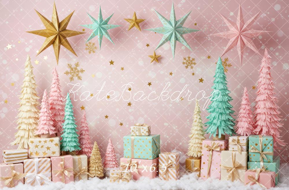 Kate Christmas Trees Stars Presents Fleece Backdrop Designed by Patty Robert - Image 2