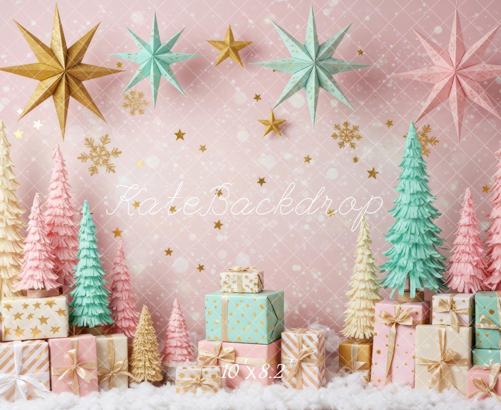 Kate Christmas Trees Stars Presents Fleece Backdrop Designed by Patty Robert - Image 3