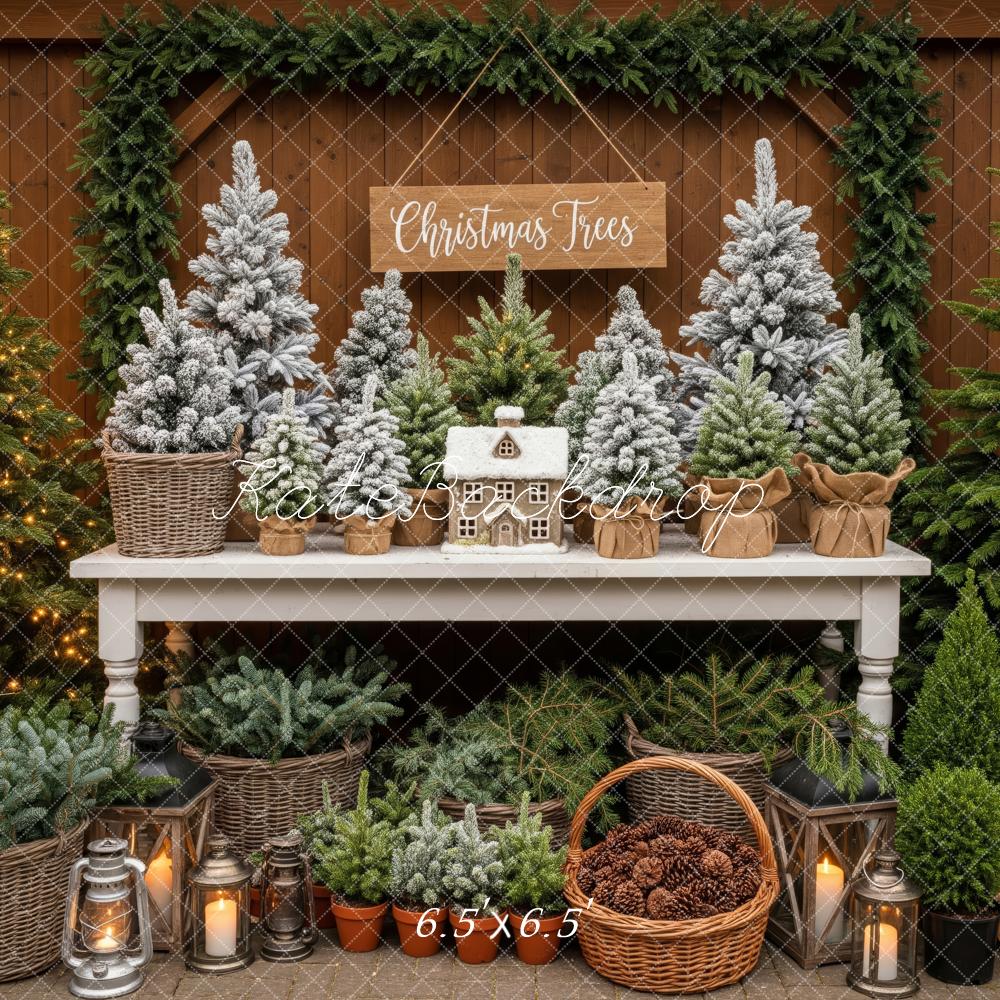 Kate Christmas Trees Table Lanterns Rustic Backdrop Designed by Patty Robert - Image 2