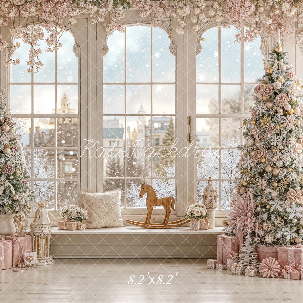 Kate Christmas Trees Window Snow Backdrop Designed by Emetselch - Image 6