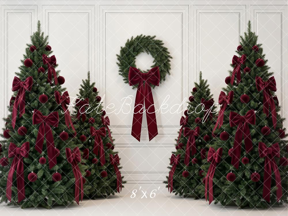 Kate Christmas Trees Wreath Bows Backdrop Designed by Emetselch - Image 3