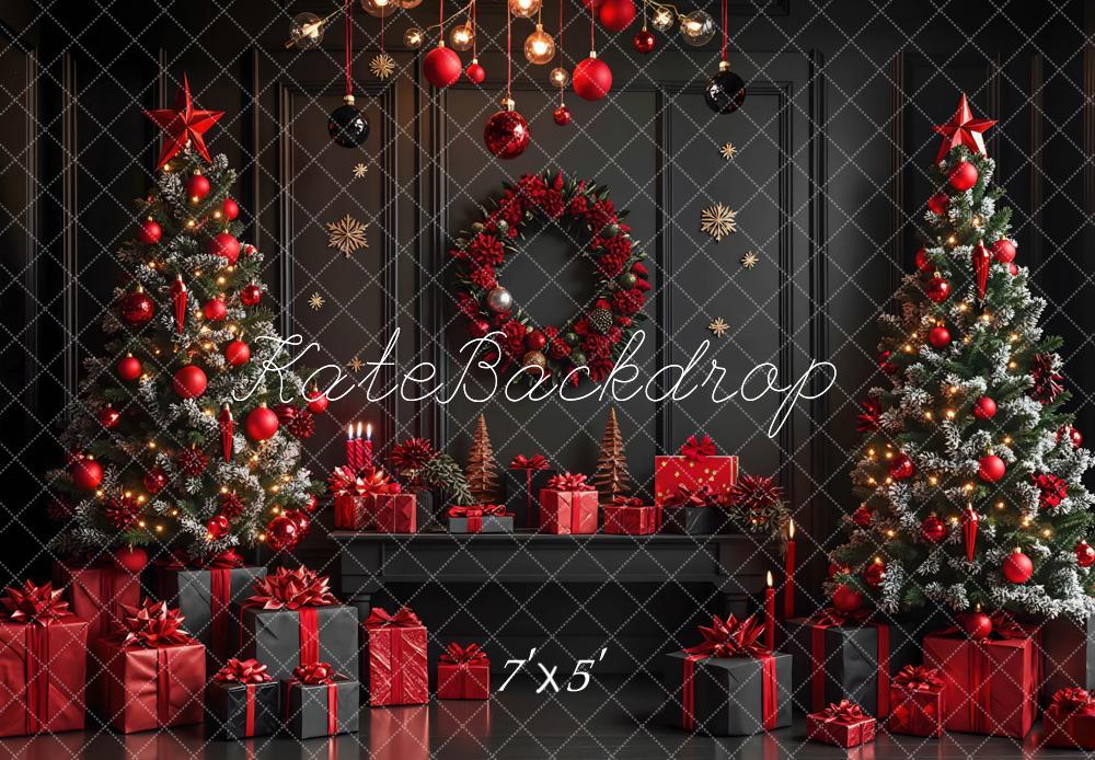 Kate Christmas Trees Wreath Presents Backdrop Designed by Mini MakeBelieve
