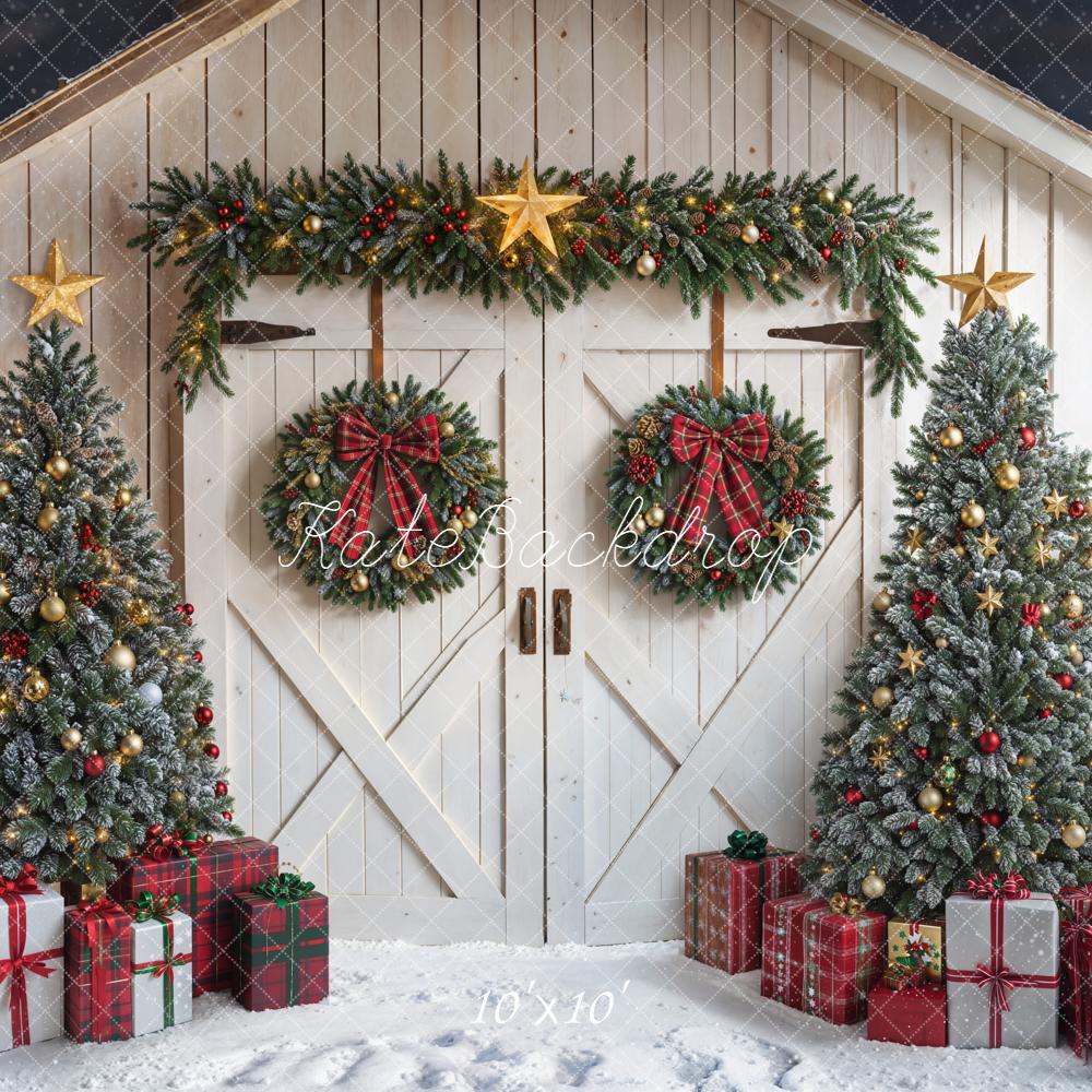 Kate Christmas Trees Wreaths Barn Door Backdrop Designed by Emetselch - Image 7
