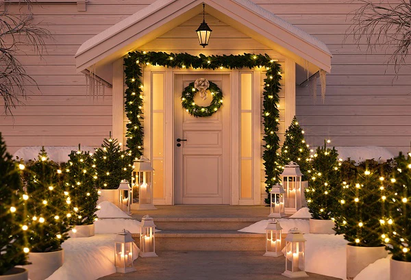 Kate Christmas White Door White House Night Backdrop for Photography