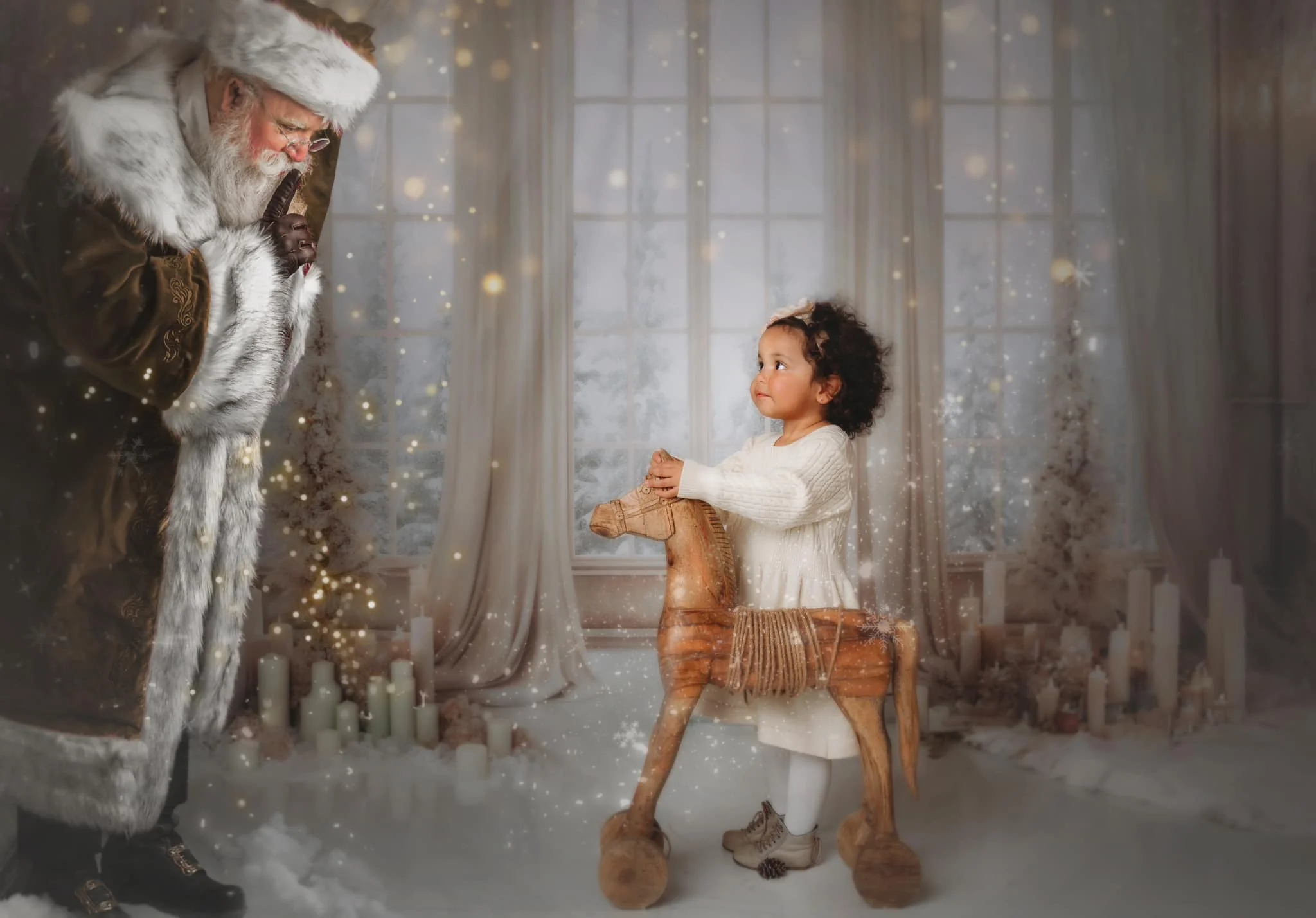 Kate Christmas White Golden Window Backdrop Designed by Chain Photography