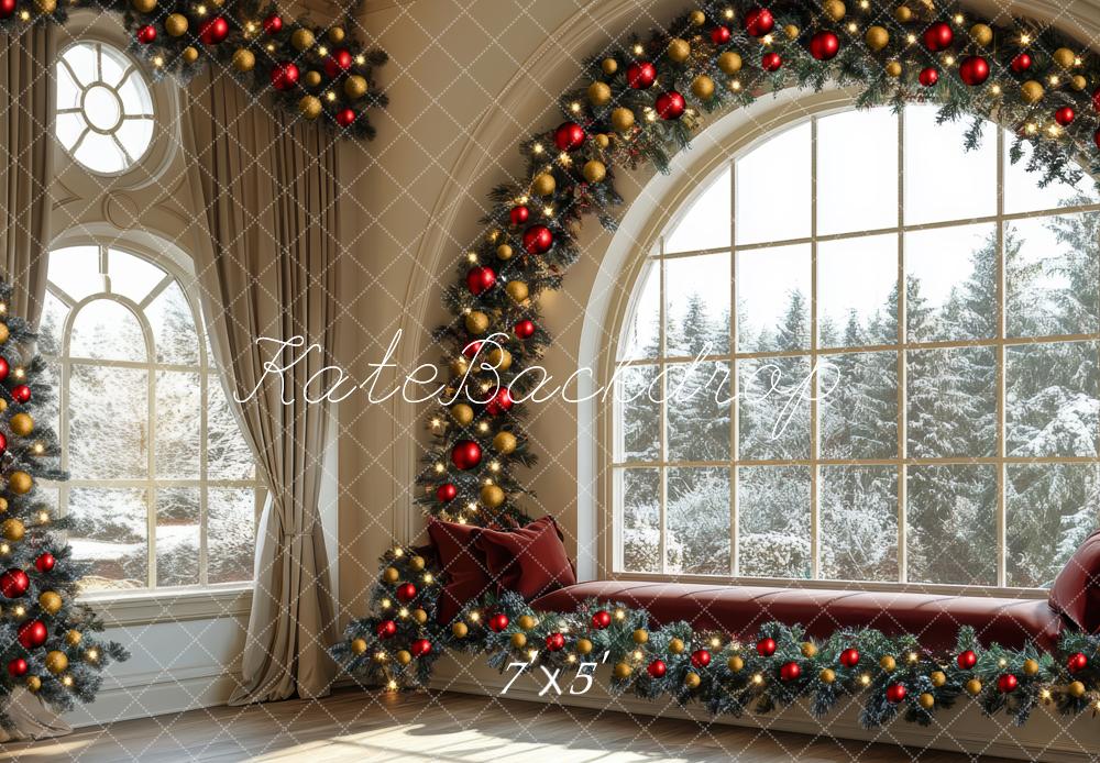 Kate Christmas Window Arch Garland Interior Backdrop Designed by Mini MakeBelieve