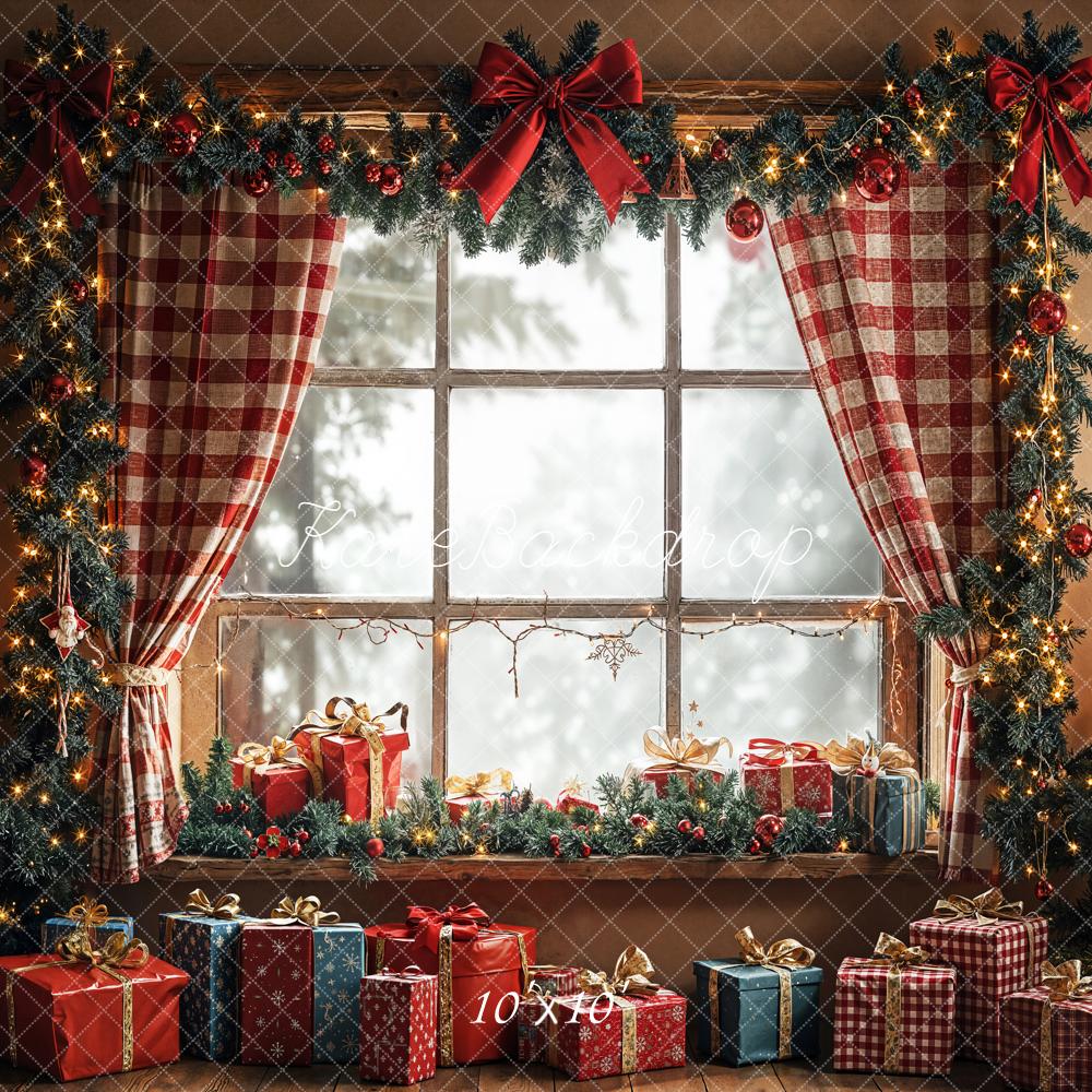 Kate Christmas Window Tree Gifts Garland Backdrop Designed by Emetselch - Image 6