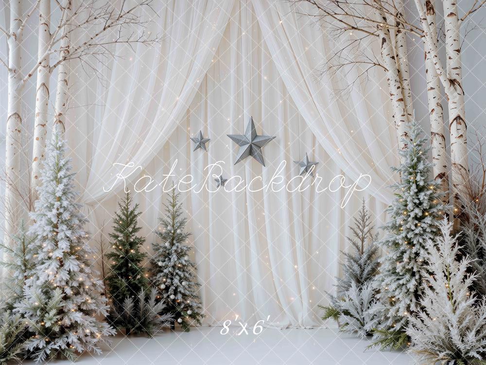 Kate Christmas Winter Birch Trees Stars Backdrop Designed by Mini MakeBelieve - Image 3