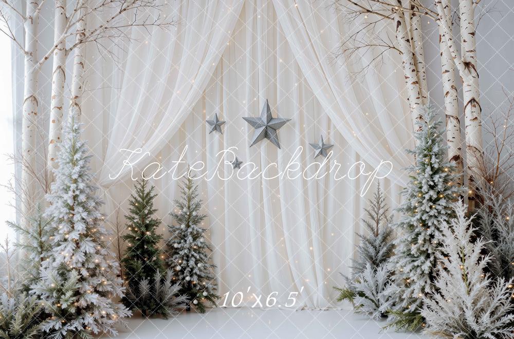 Kate Christmas Winter Birch Trees Stars Backdrop Designed by Mini MakeBelieve - Image 4