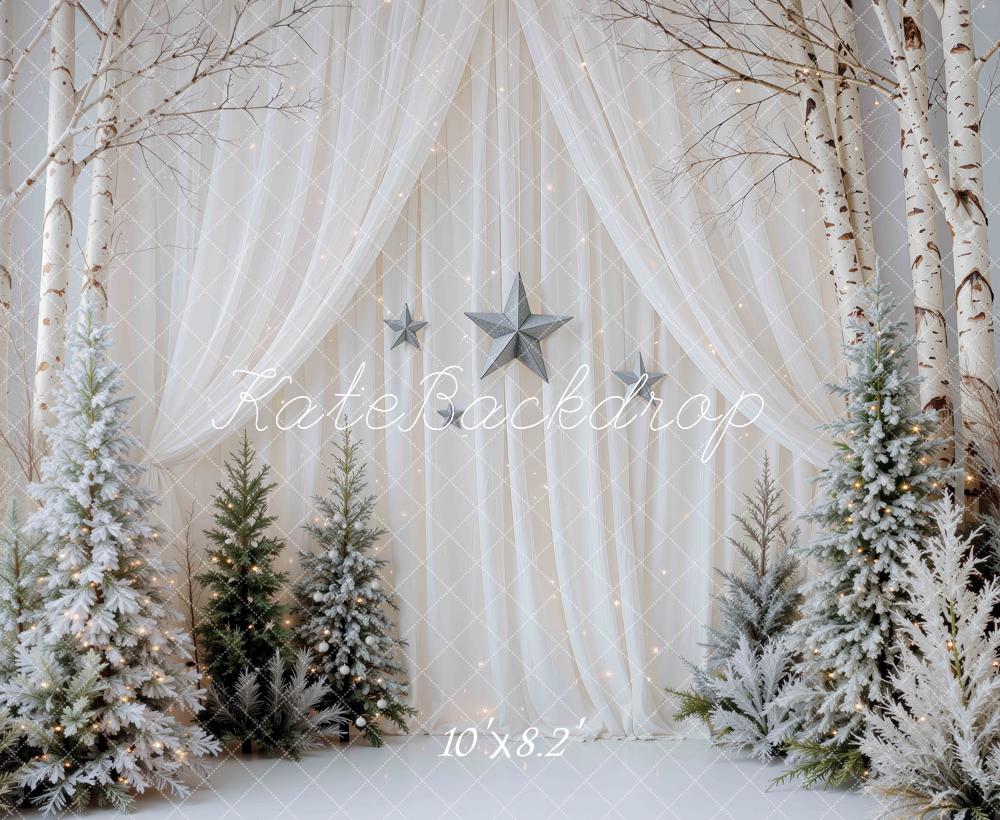 Kate Christmas Winter Birch Trees Stars Backdrop Designed by Mini MakeBelieve - Image 6