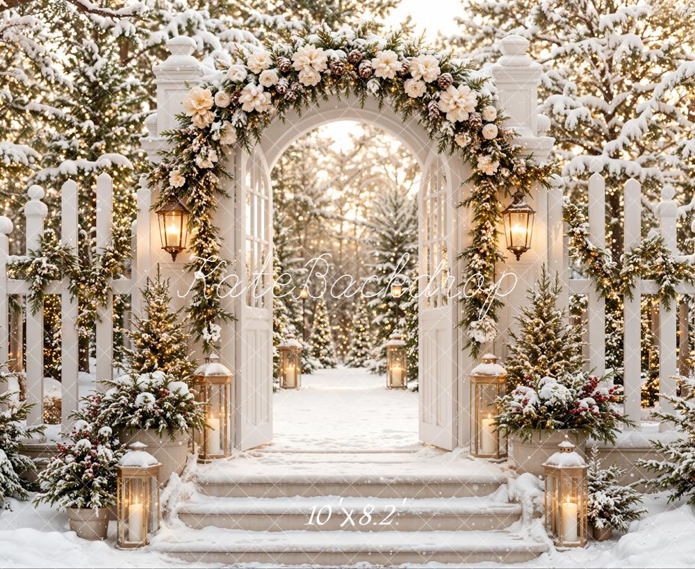 Kate Christmas Winter Garland Arch Snowy Trees Backdrop Designed by Emetselch - Image 6