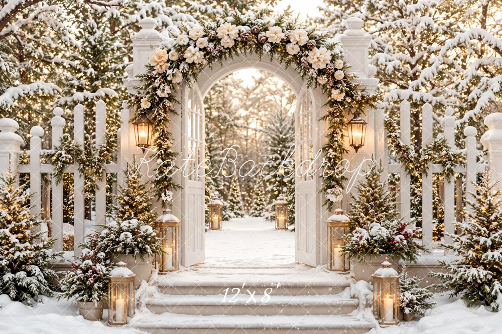 Kate Christmas Winter Garland Arch Snowy Trees Backdrop Designed by Emetselch - Image 8